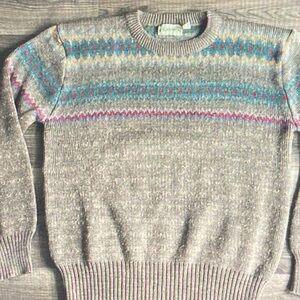 Sears Multicolor Patterned Zip-Up Sweater